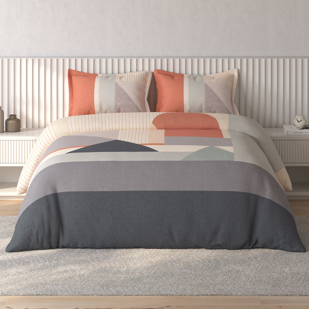 Spaces Vortex Geometric 100% Cotton Crafted Comfort Large Bedsheet with 2 Pillow Covers - 108 x 108 Inches, Blush