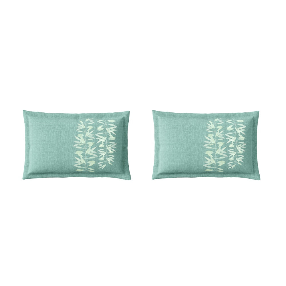 Spaces Neo Floral 100% Cotton Large Bedsheet with 2 Pillow Covers - 108 x 108 Inches, Light Blue