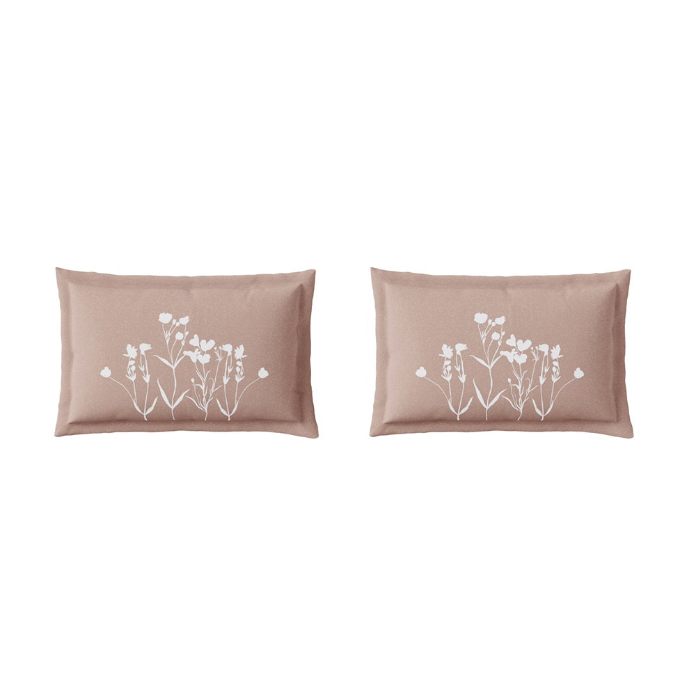Spaces Neo Floral 100% Cotton Large Bedsheet with 2 Pillow Covers - 108 x 108 Inches, Light Beige