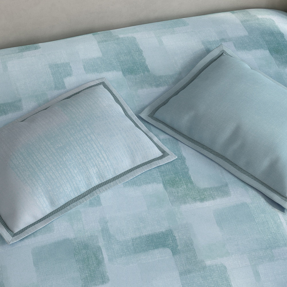 Spaces Meraki 100% Cotton 300 TC Abstract Premium Large Bedsheet with 4 Pillow Covers - 108 x 108 Inches, Light Blue