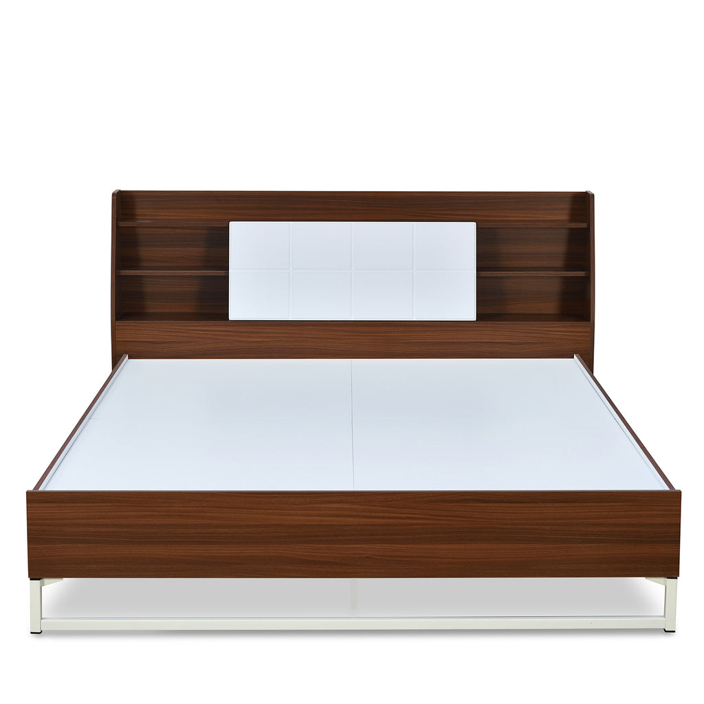 Ornate Meta Bed Without Storage (Walnut)