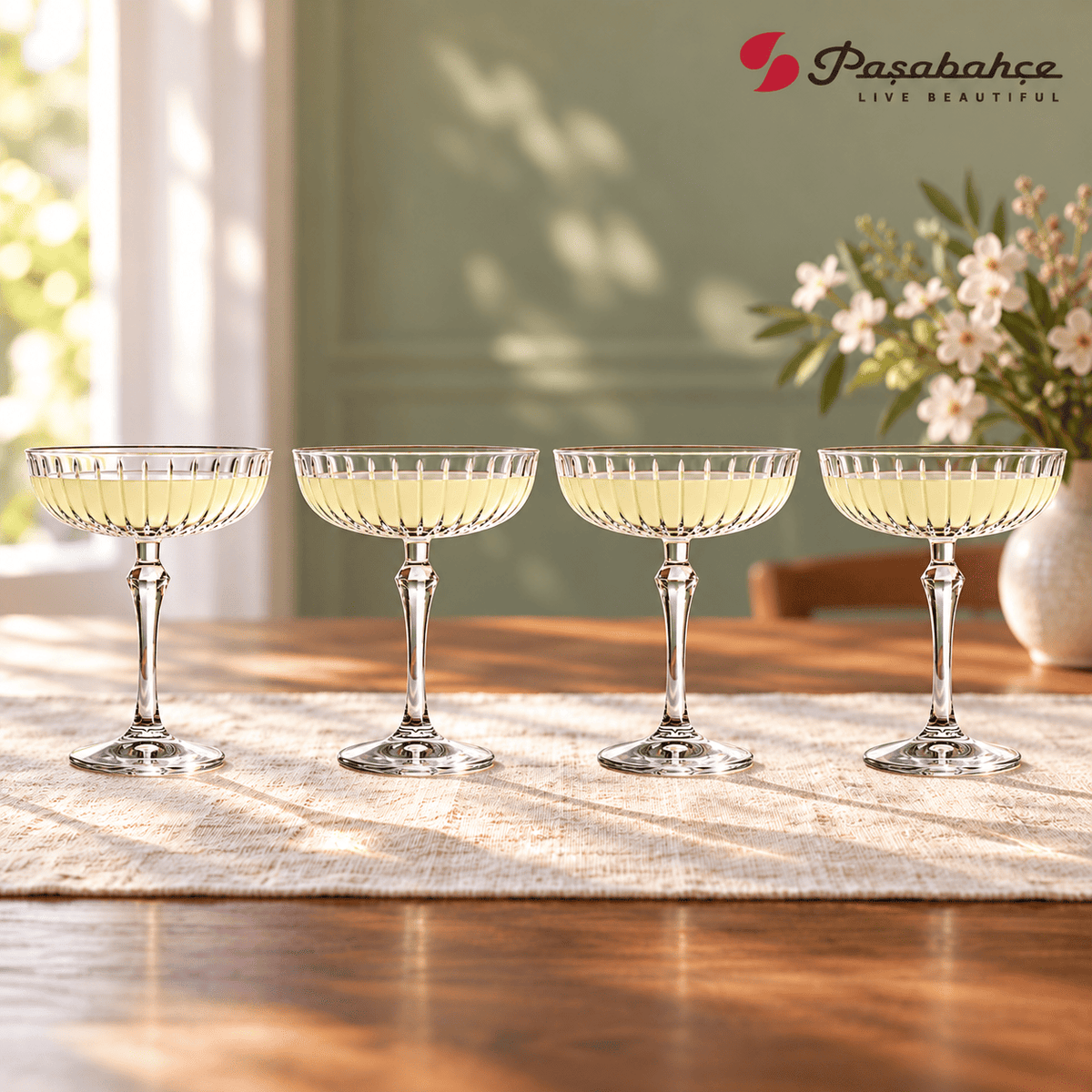 Pasabahce Joy Coupe Stem Glasses Set of 4 - 245 ml, Transparent