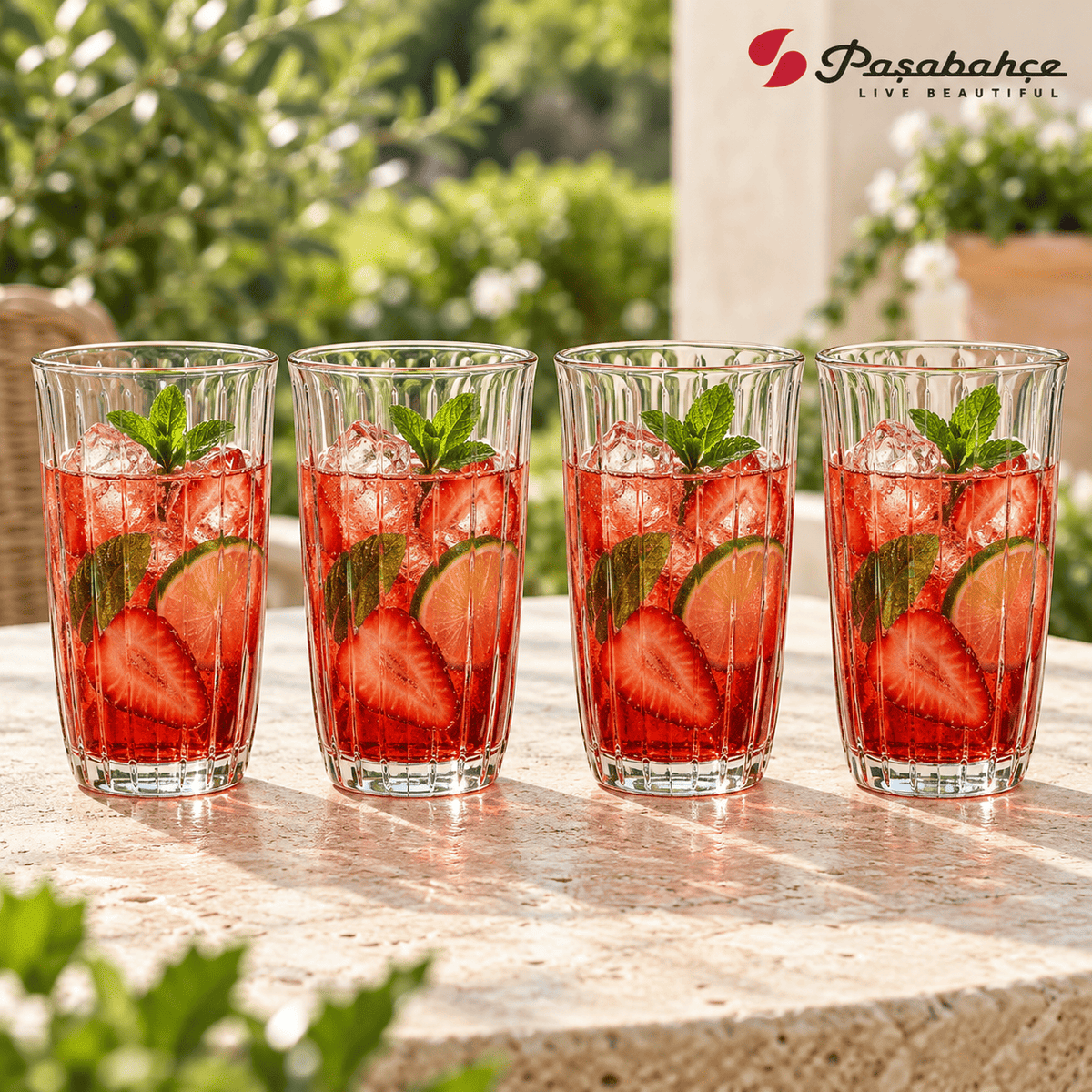 Pasabahce Joy Water Tumbler Glass Set of 4 - 365 ml, Transparent