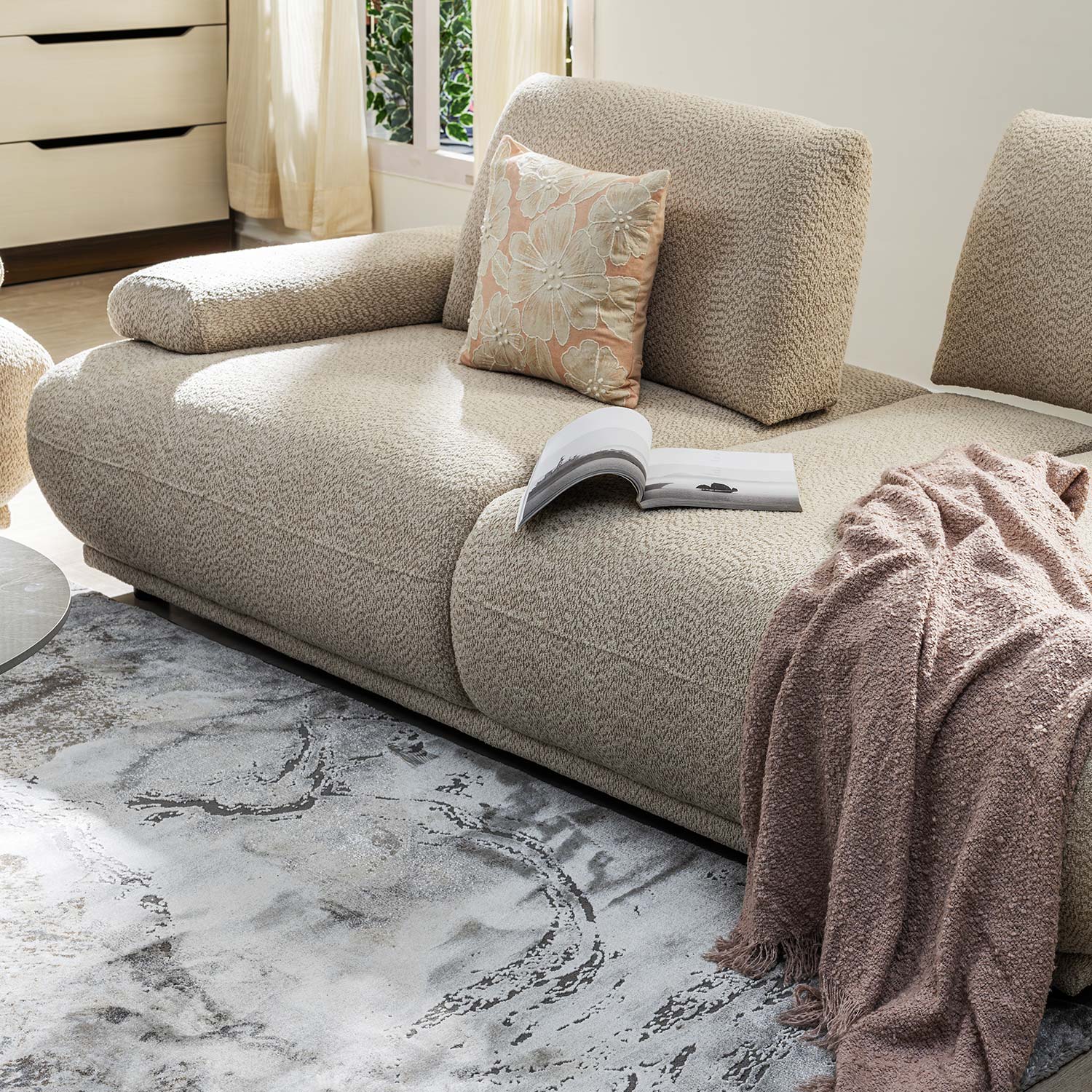 Fritzi 3 Seater Fabric Sofa (Beige)