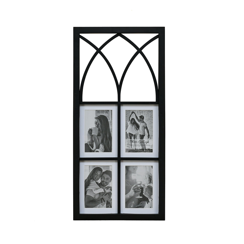 4 Pics Collage Gothic Photo Frame- Black, 4 X 6 Inch