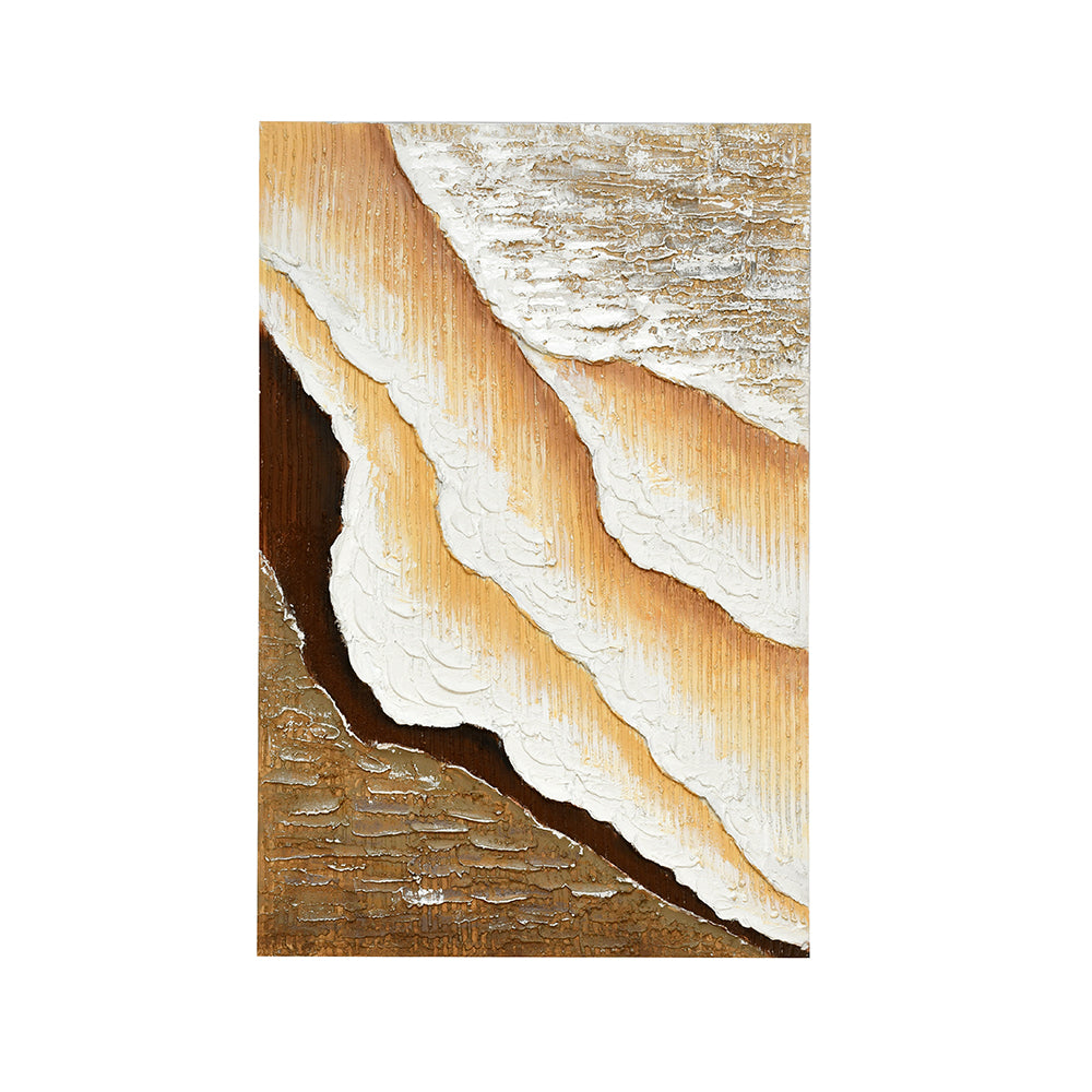 Sandy Waves Canvas Wall Painting- Beige & Brown