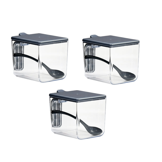 Nilkamal Kitchen Condiment Spice Container Set Of 3 690 Ml Grey - 01