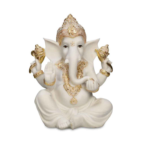 Ekdanata Polyresin Decorative Showpiece- White and Gold