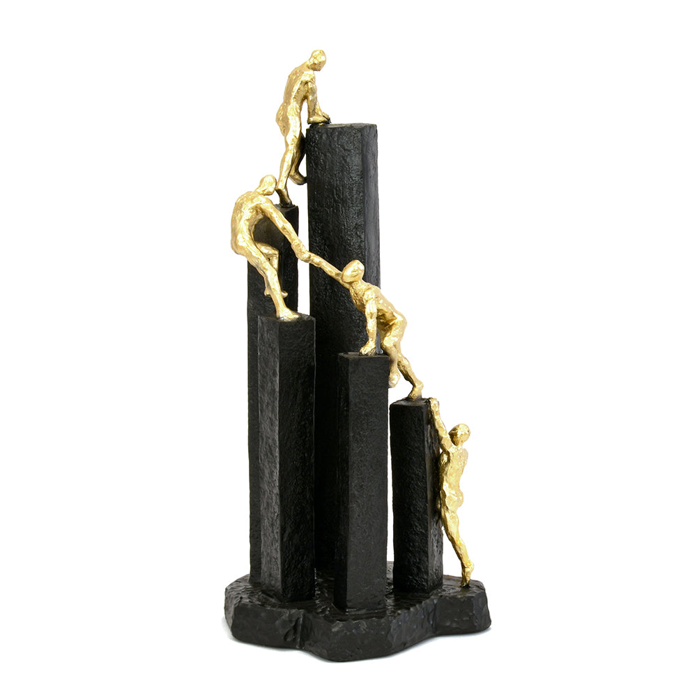 Team Climbing On Block Decorative Polyresin Showpiece (Black & Gold)
