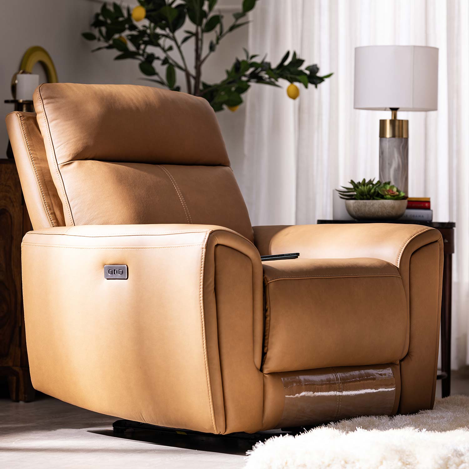 Venosa 1 Seater Electric Recliner Sofa (Tan)