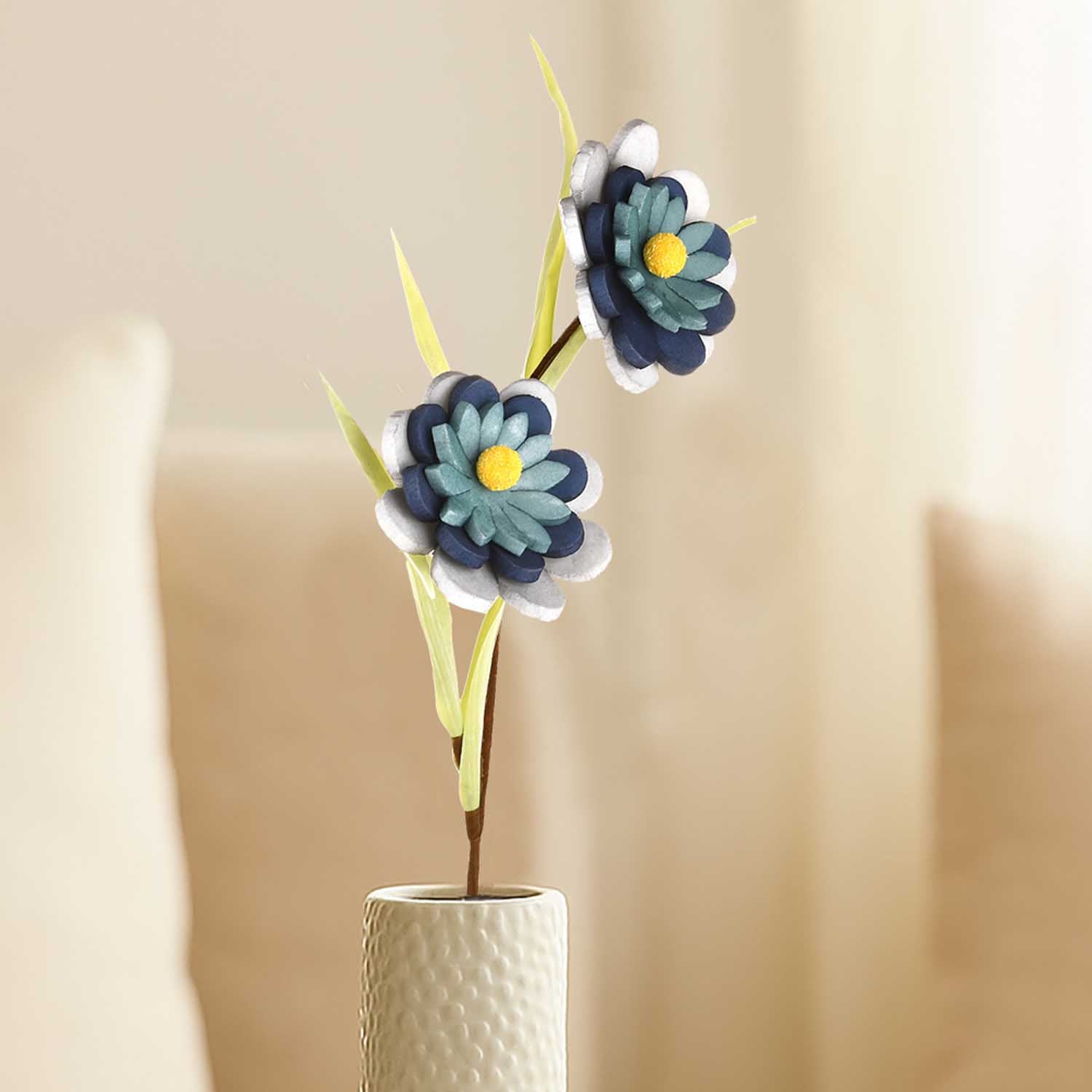 Artificial Flower Bunch- Grey and Blue