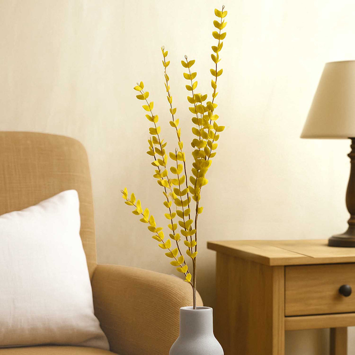 Artificial Eucalyptus Filler Stick- Yellow