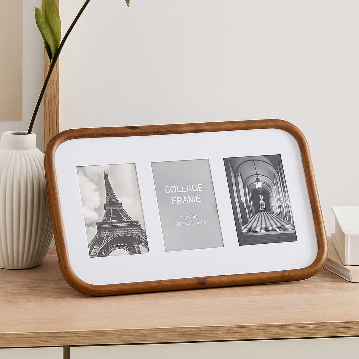 3 Pics Collage Photo Frame- Brown