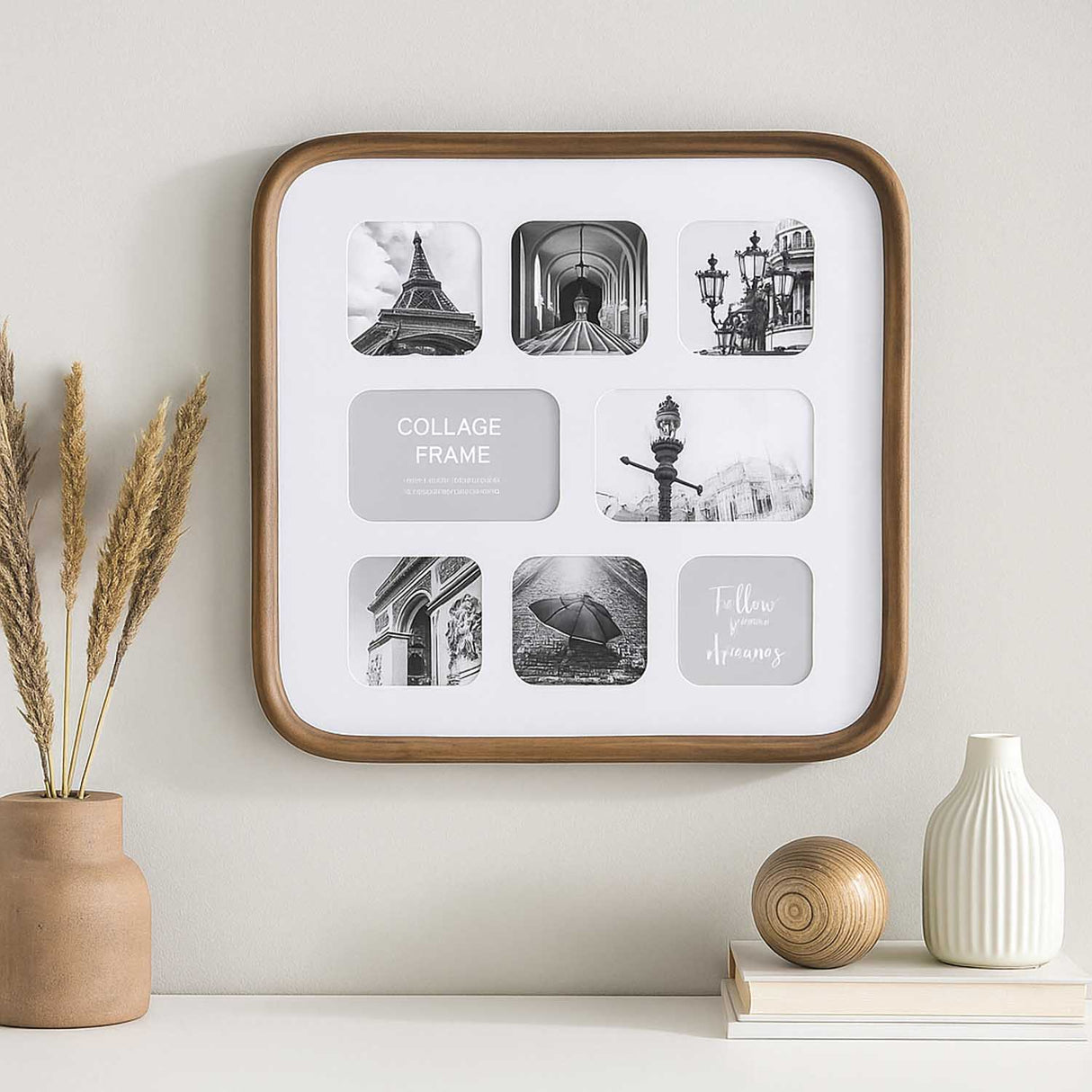 8 Pics Collage Photo Frame- Brown