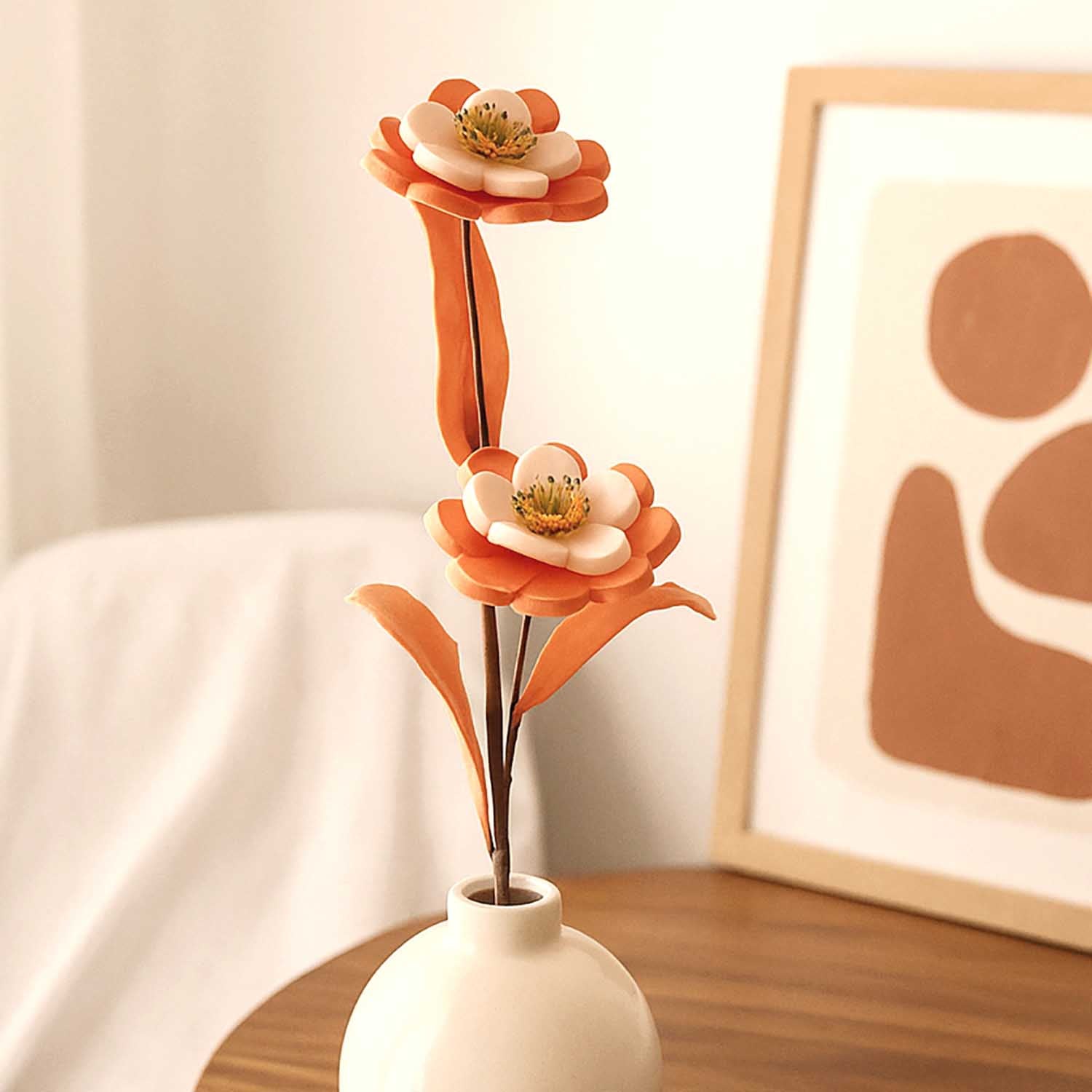 Artificial Flower Bunch- Orange and White