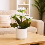 Artificial Sunflower Ceramic Potted Plant - White