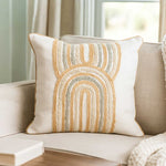 Dual Arch Cotton Cushion Cover- Beige and Grey