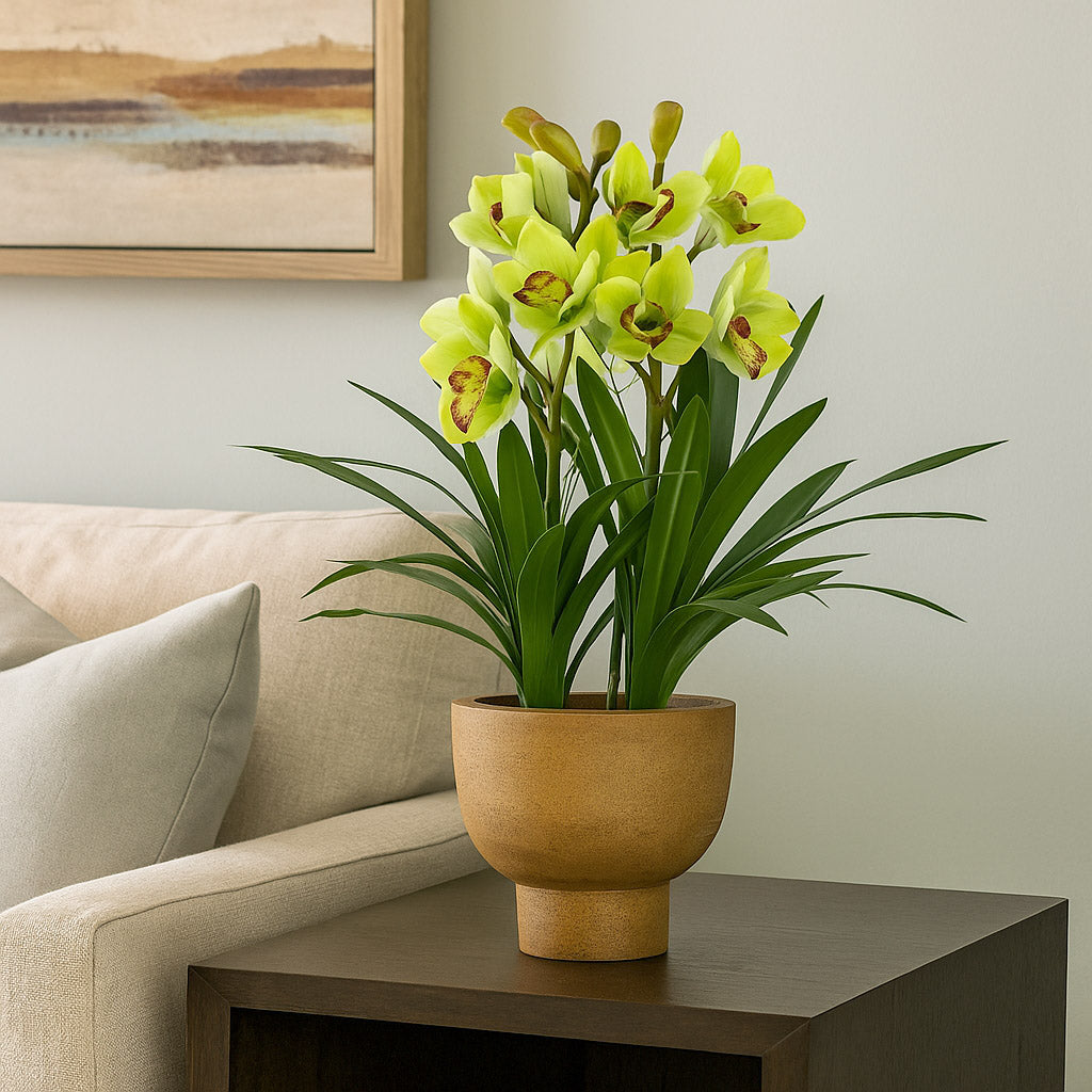 Artificial Orchid Flower Potted Plant - Green