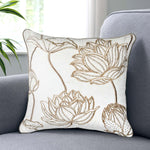 Multi Lotus Bloom Pattern Fabric Cushion Cover- Off-white