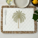 Palm Tree Embroidery Cotton Table Placemat- Beige and Brown