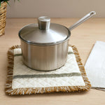 Palm Tree Embroidery Cotton Trivet- Beige and Brown