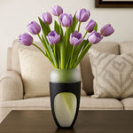 Decorative Round Top Vase Large- Black and Transparent