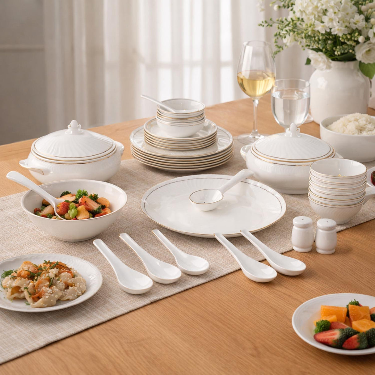 Karina Porcelain 40 Piece Dinner Set- White