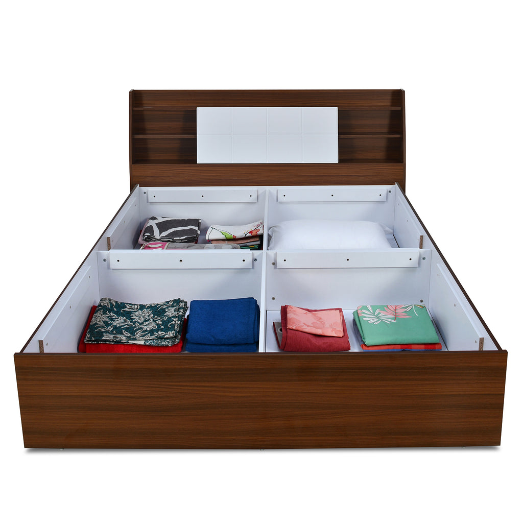 Ornate Max Bed with Box Storage (Walnut)