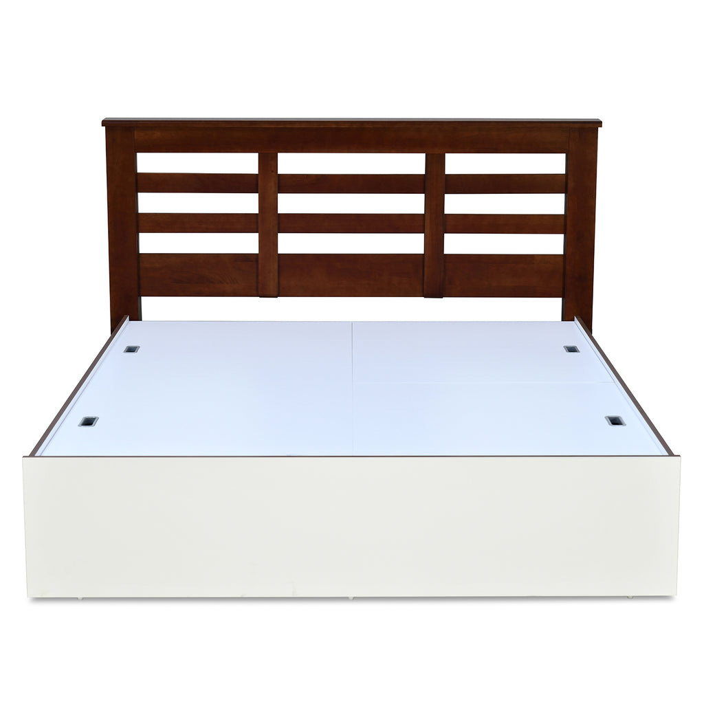 Maple Max Solid Wood Bed with Box Storage (White)