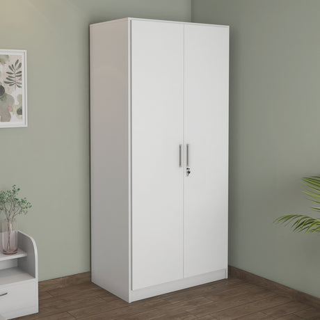 Nilkamal Max 2 Door Engineered Wood Wardrobe Without Mirror Frosty White