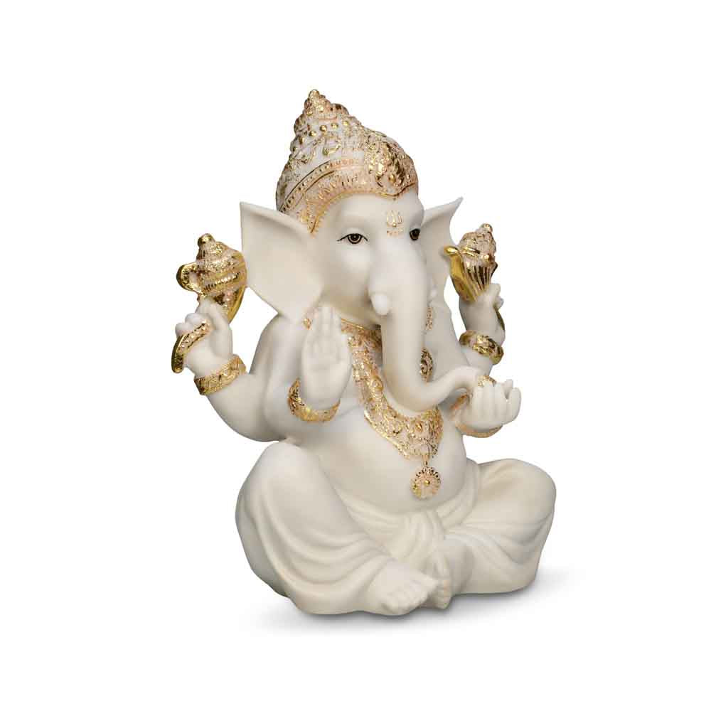 Ekdanata Polyresin Decorative Showpiece- White and Gold