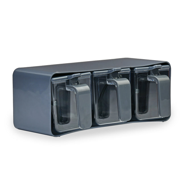 Nilkamal Kitchen Condiment Spice Container Set Of 3 690 Ml Grey - 02