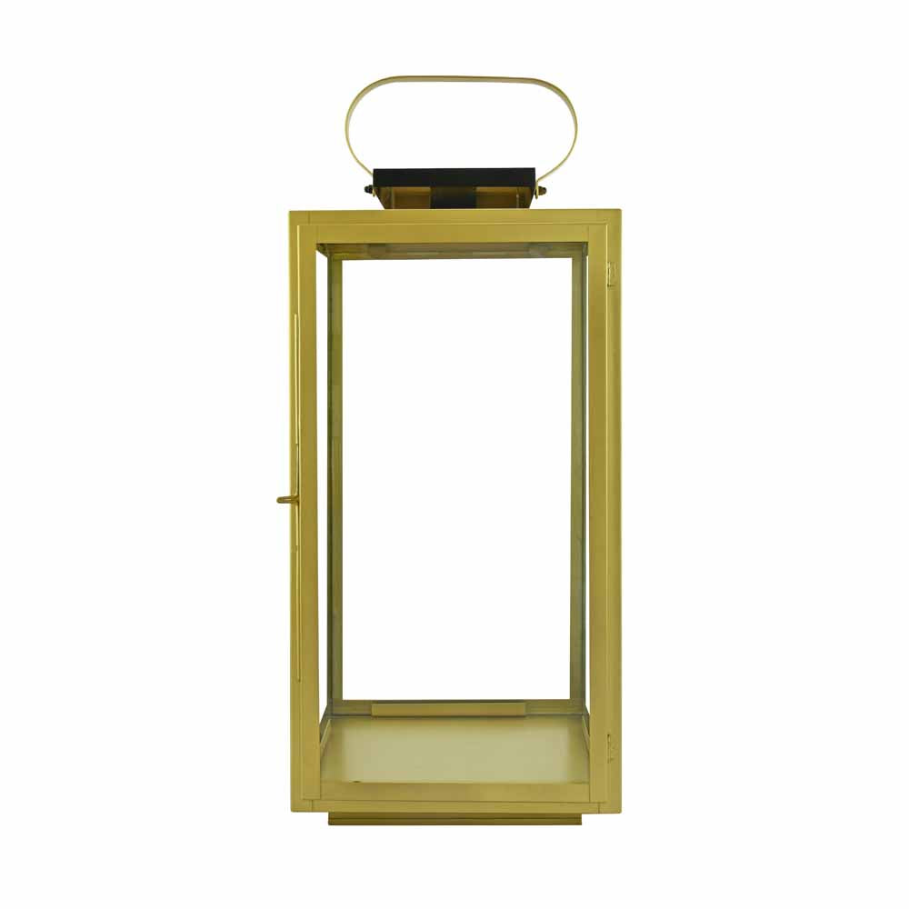 Modern Decorative Metal & Glass Lantern- Gold