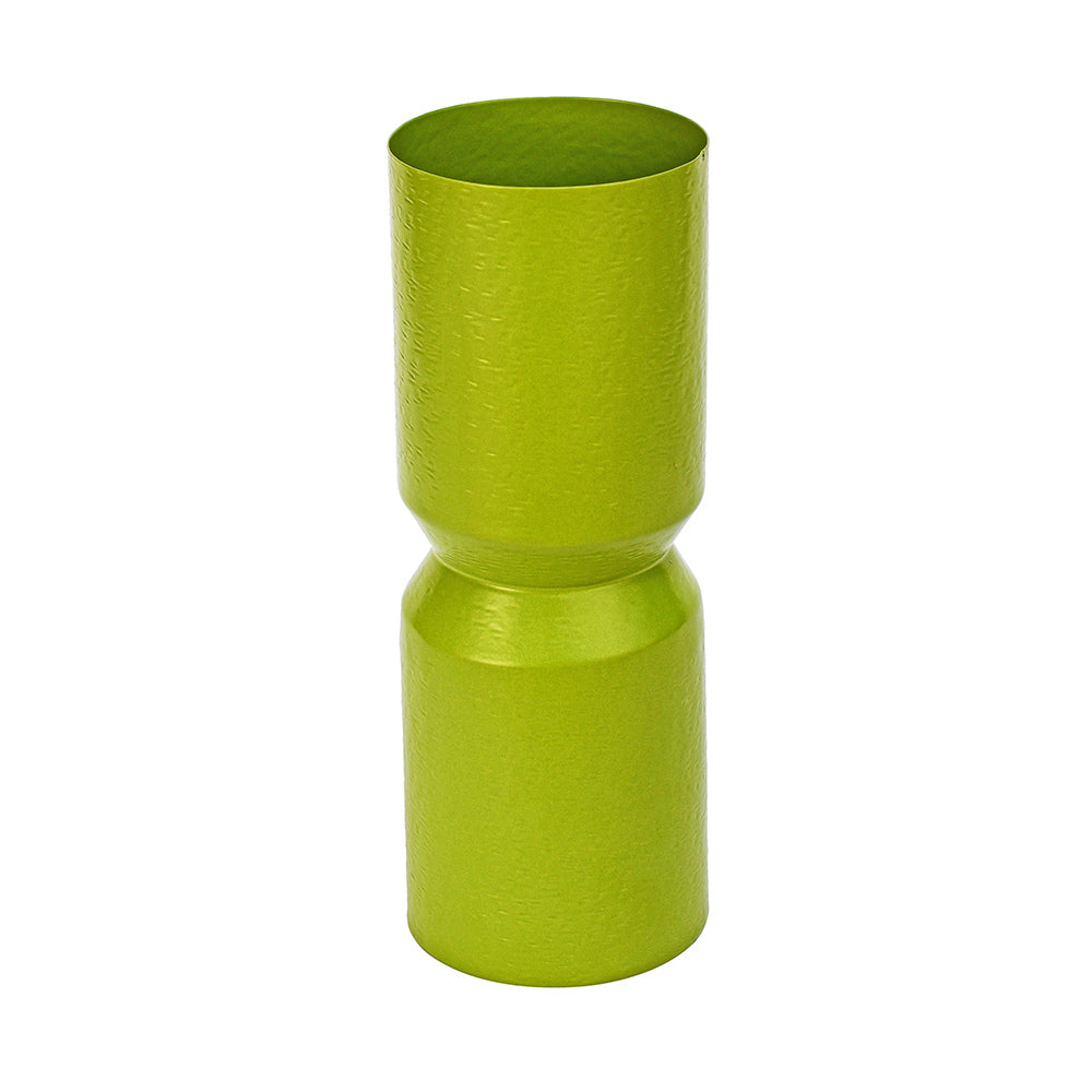 Hourglass Decorative Metal Vase- Green