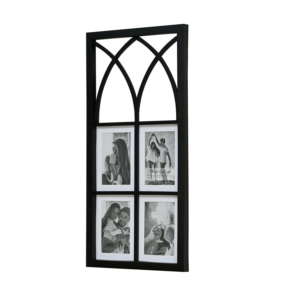 4 Pics Collage Gothic Photo Frame- Black, 4 X 6 Inch