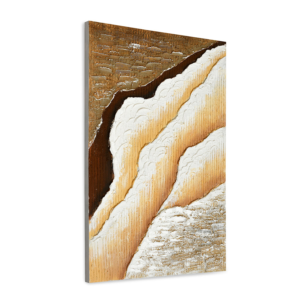 Sandy Waves Canvas Wall Painting- Beige & Brown