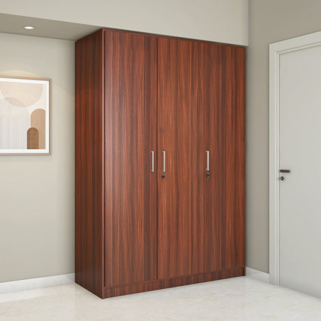 Nilkamal Max 3 Door Engineered Wood Wardrobe Without Mirror Classic Walnut