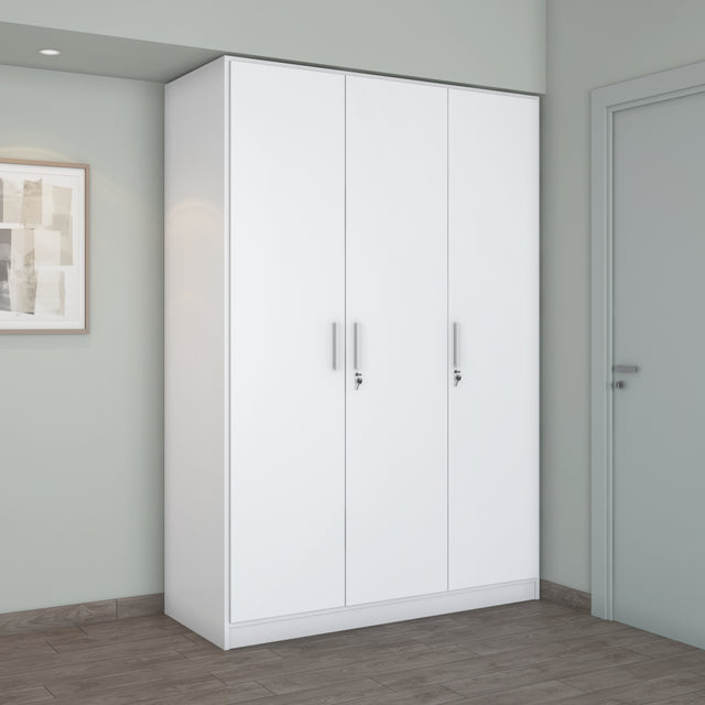 Nilkamal Max 3 Door Engineered Wood Wardrobe Without Mirror Frosty White