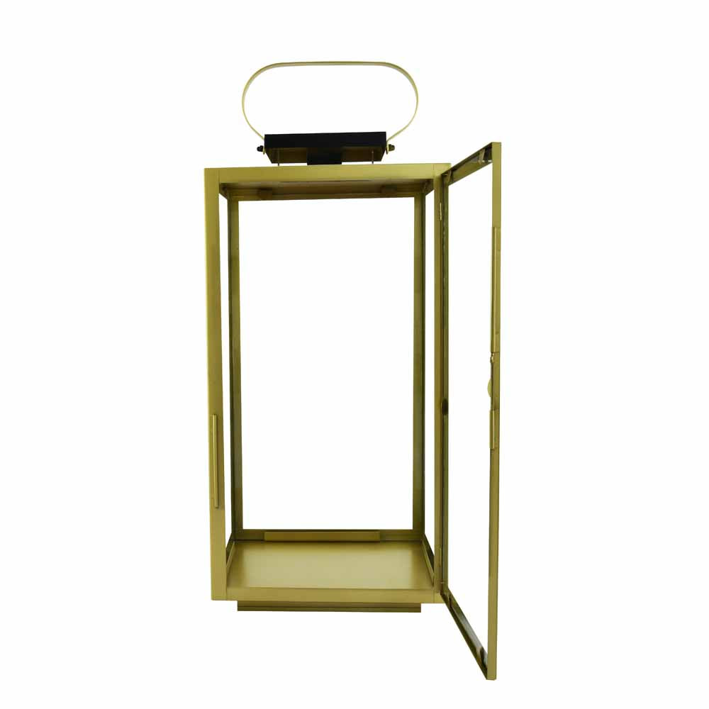 Modern Decorative Metal & Glass Lantern- Gold