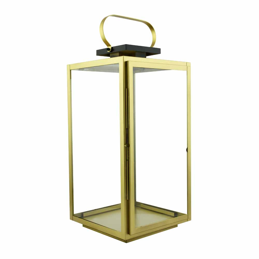 Modern Decorative Metal & Glass Lantern- Gold
