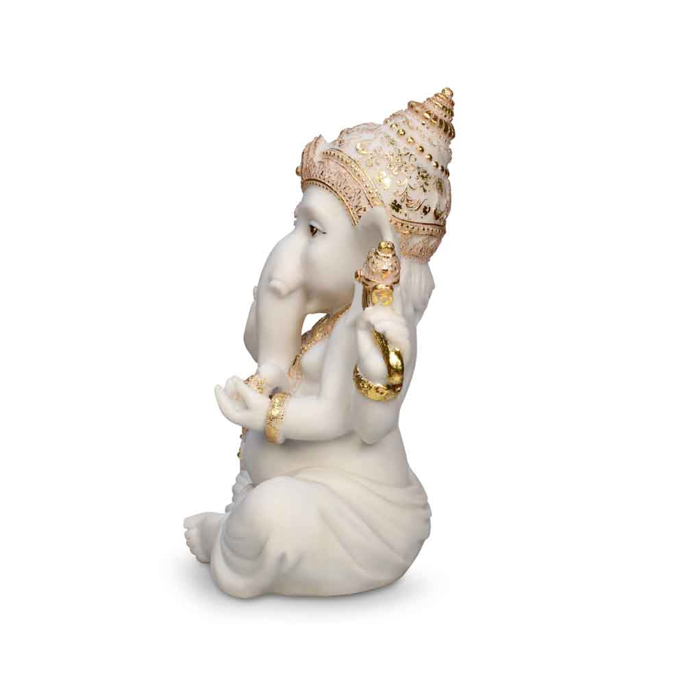 Ekdanata Polyresin Decorative Showpiece- White and Gold