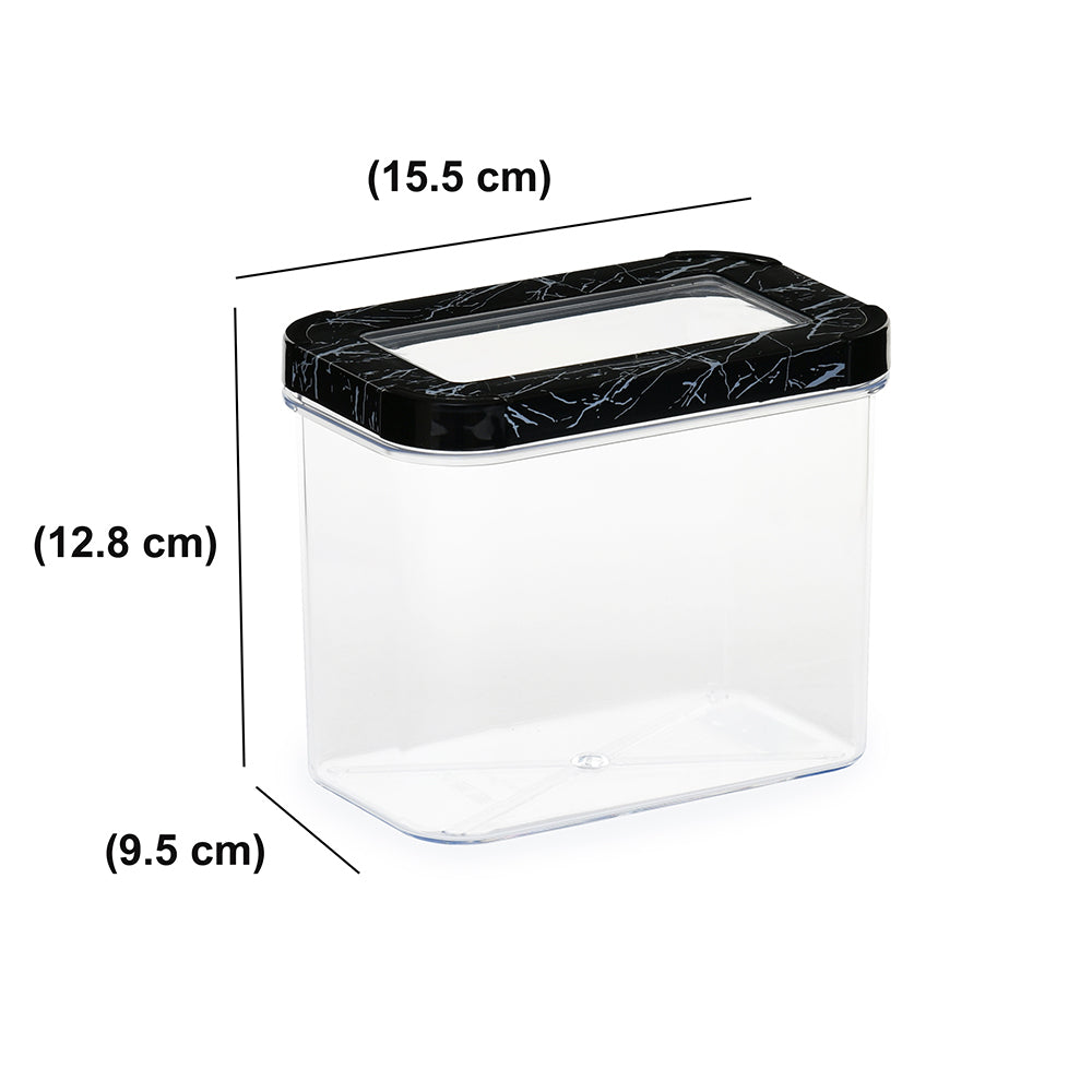 Ebony Rectangular 1200 ml Canister Storage Container- Black