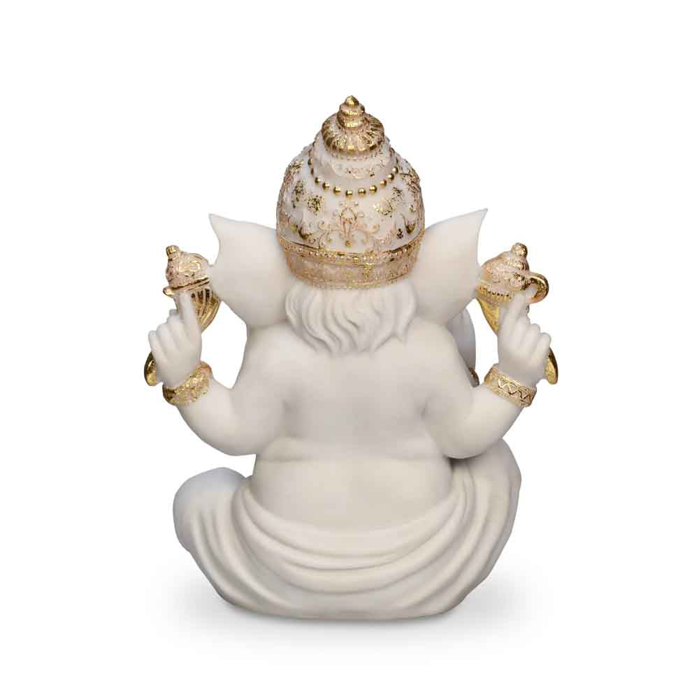 Ekdanata Polyresin Decorative Showpiece- White and Gold