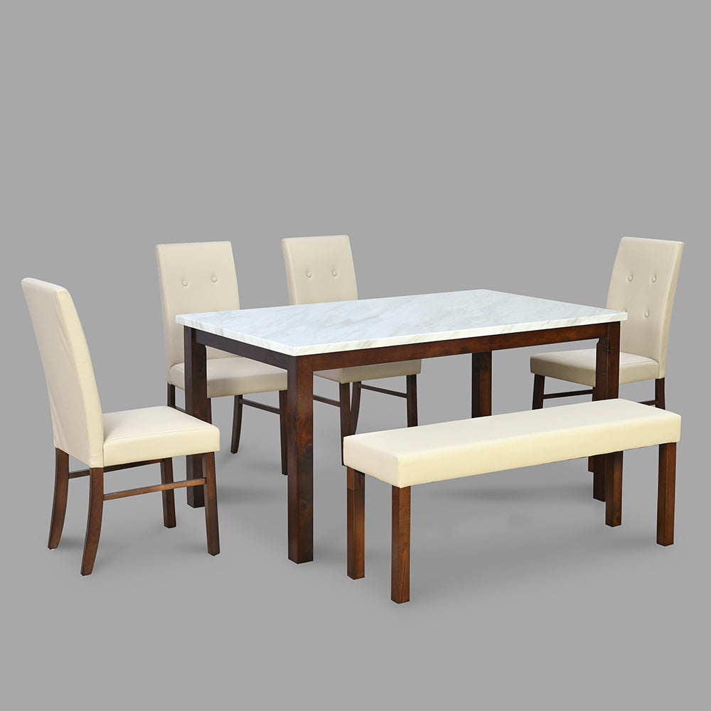 Roxbury 1+4+Bench Dining Kit (Oak) with grey background 1