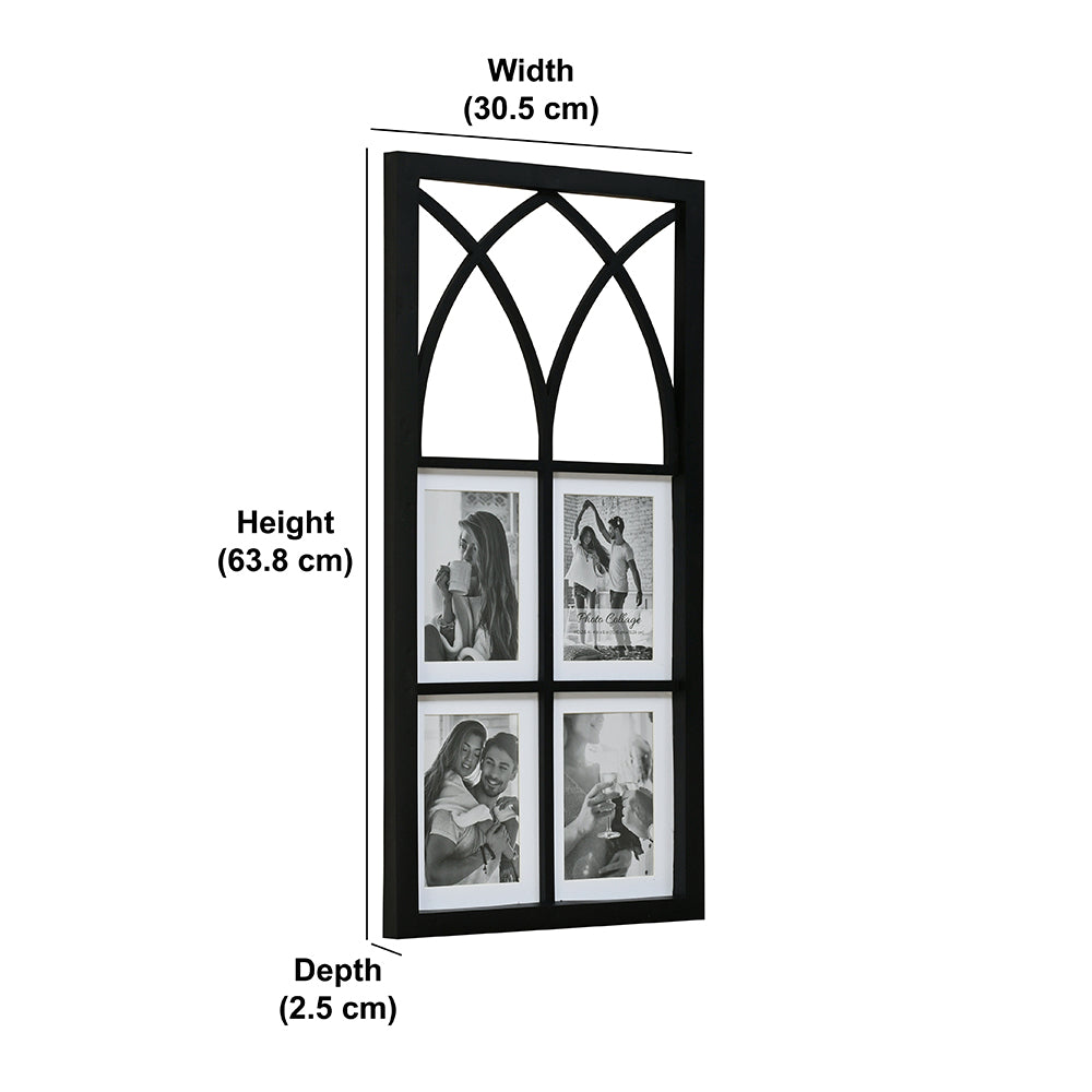 4 Pics Collage Gothic Photo Frame- Black, 4 X 6 Inch