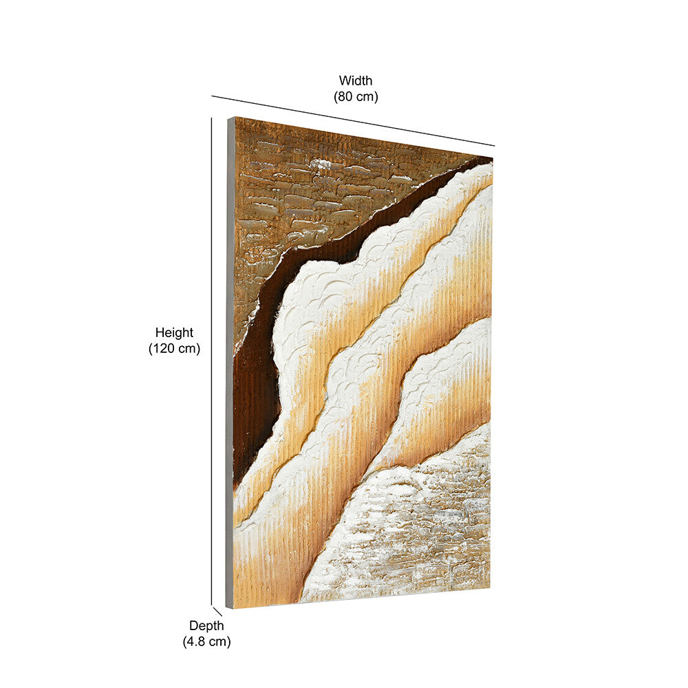 Sandy Waves Canvas Wall Painting- Beige & Brown