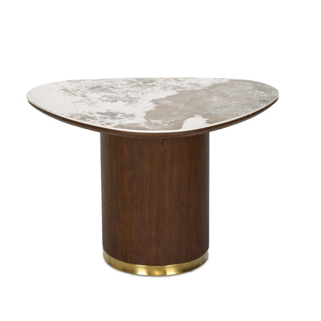 Empera Sintered Top Side Table (Walnut & Beige)