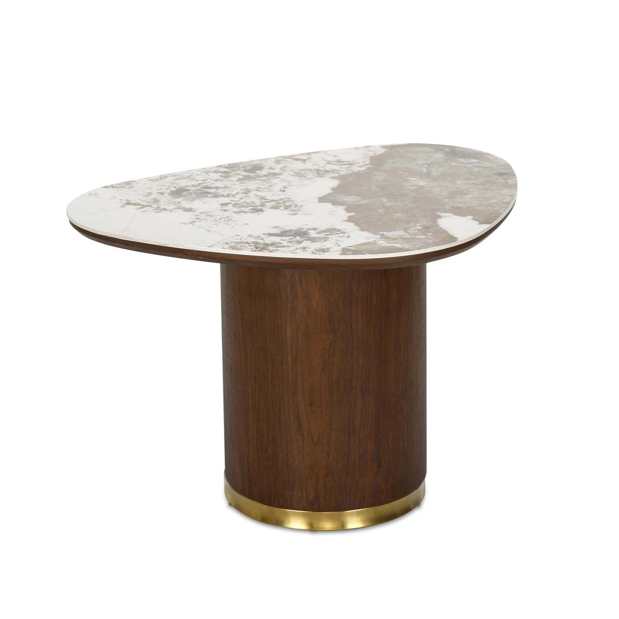 Empera Sintered Top Side Table (Walnut & Beige)