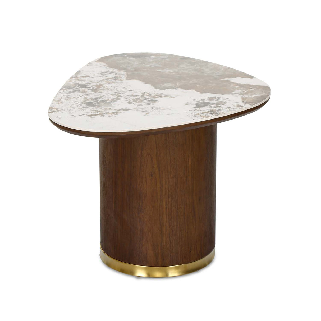 Empera Sintered Top Side Table (Walnut & Beige)