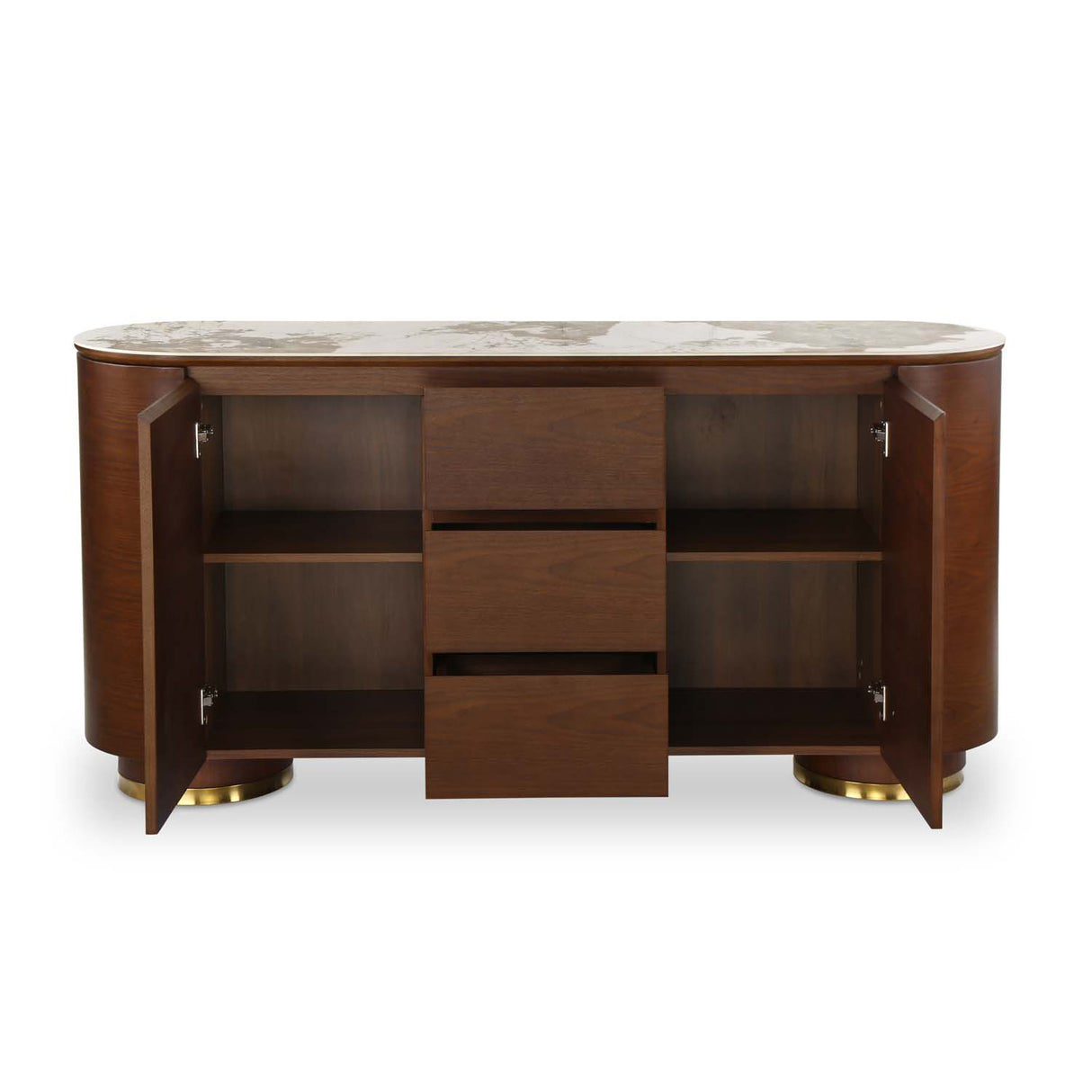 Empera Sintered Top Buffet Sideboard Cabinet (Walnut & Beige)